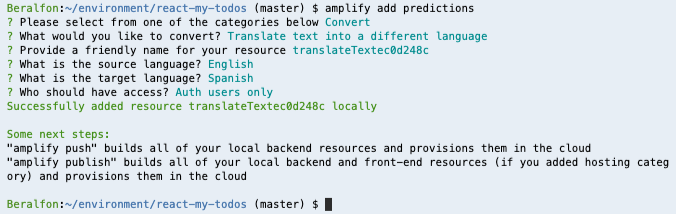 Amplify predictions tranlaste